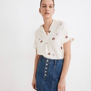 Madewell Daisy Printed Courier Button-Back Shirt Size M